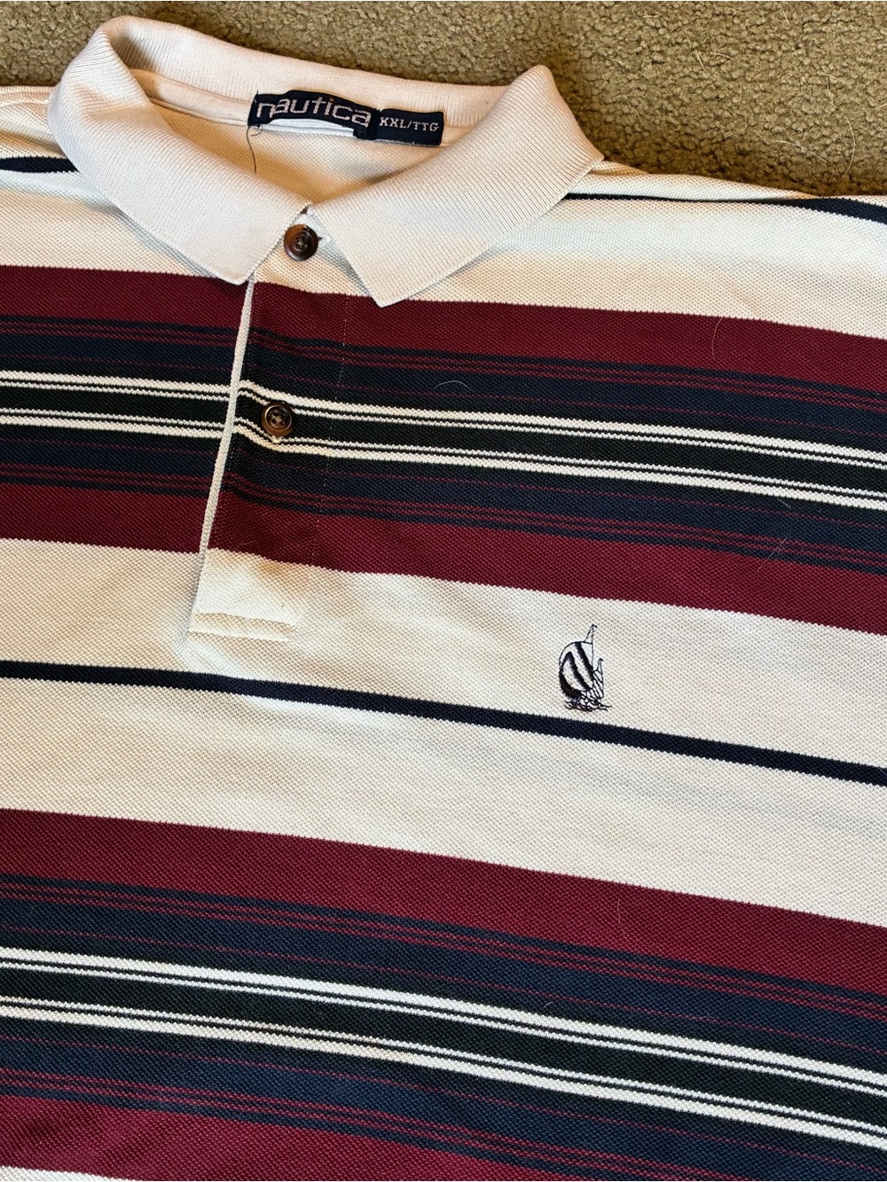 Nautica Long Sleeve Polo/Dress Shirt Combo Striped 100% Cotton Men's XXL - Picture 6 of 10
